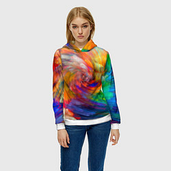 Толстовка-худи женская MULTICOLORED SWIRLS, цвет: 3D-белый — фото 2