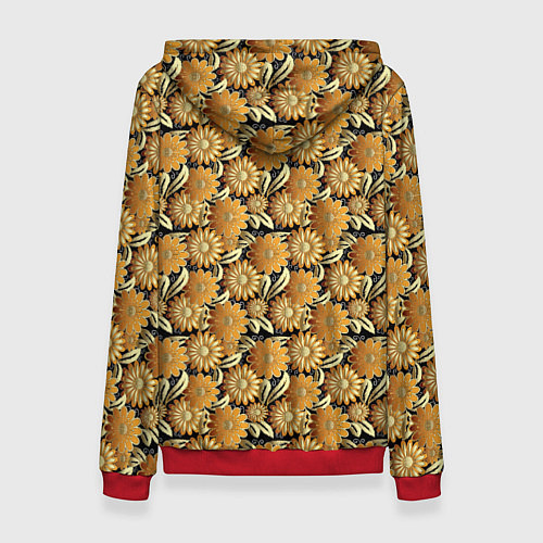 Женская толстовка Желтые цветочки паттерн / 3D-Красный – фото 2