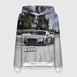 Толстовка-худи женская Ауди на скоростном шоссе Audi on the expressway, цвет: 3D-белый