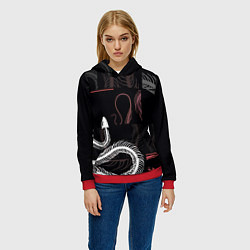 Толстовка-худи женская Скелет змеи Snake skeleton, цвет: 3D-красный — фото 2