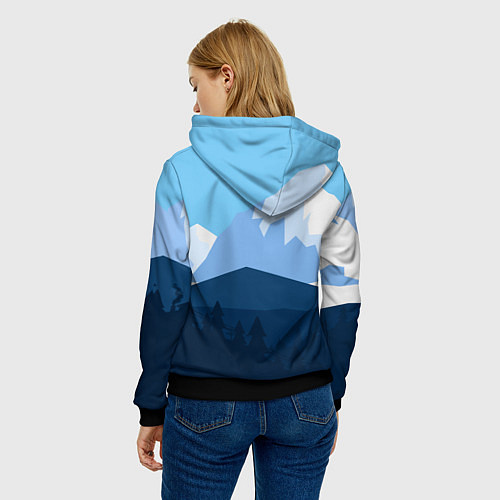 Женская толстовка Горы, лес, канатная дорога / 3D-Черный – фото 4