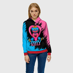 Толстовка-худи женская GAME POPPY PLAYTIME HAGGY WAGGY AND KISSY MISSY, цвет: 3D-красный — фото 2