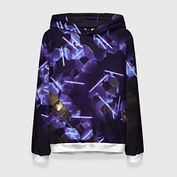 Толстовка-худи женская Неоновые фигуры с лазерами - Фиолетовый, цвет: 3D-белый