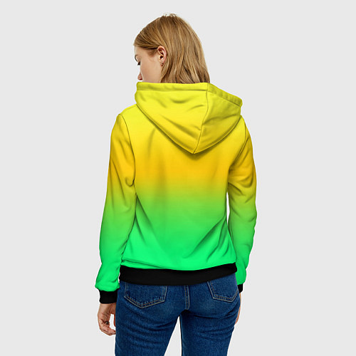Женская толстовка Неоновый градиентный желто-зеленый фон / 3D-Черный – фото 4
