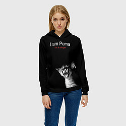 Толстовка-худи женская Im a Puma Im a cougar, цвет: 3D-черный — фото 2