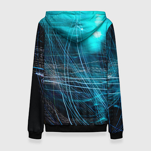 Женская толстовка Неоновые волны и линии - Голубой / 3D-Черный – фото 2