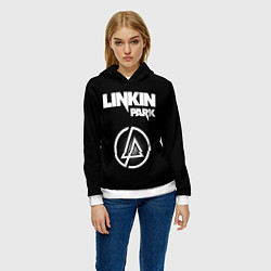 Толстовка-худи женская Linkin Park логотип и надпись, цвет: 3D-белый — фото 2