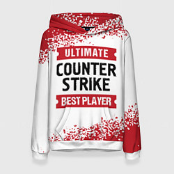 Толстовка-худи женская Counter Strike: красные таблички Best Player и Ult, цвет: 3D-белый