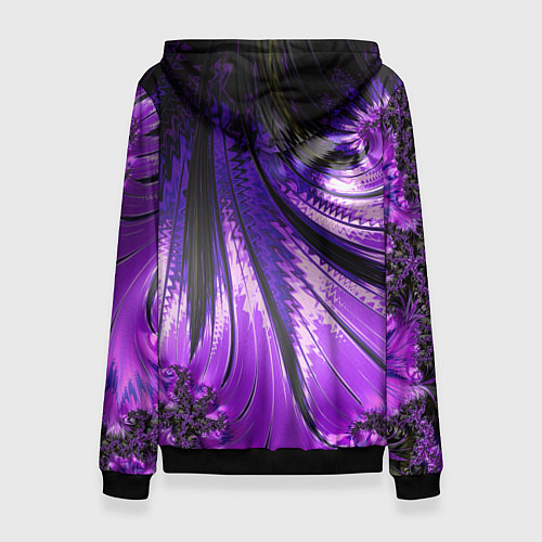 Женская толстовка Неоновый фрактал черный с фиолетовым Абстракция / 3D-Черный – фото 2