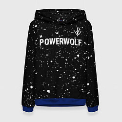 Толстовка-худи женская Powerwolf Glitch на темном фоне, цвет: 3D-синий