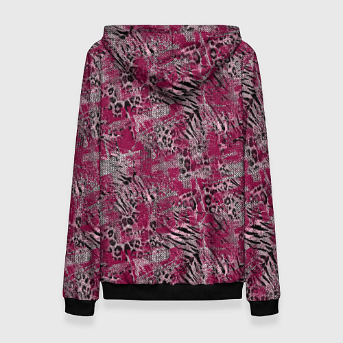 Женская толстовка Тигровый-леопардовый гранж / 3D-Черный – фото 2