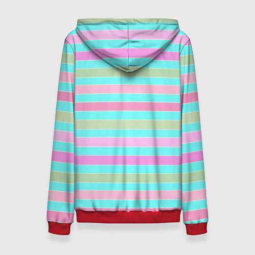 Женская толстовка Pink turquoise stripes horizontal Полосатый узор / 3D-Красный – фото 2