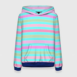 Женская толстовка Pink turquoise stripes horizontal Полосатый узор