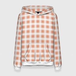 Толстовка-худи женская Light beige plaid fashionable checkered pattern, цвет: 3D-белый