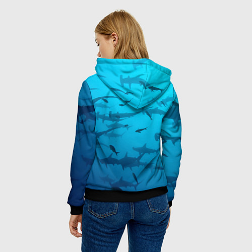 Женская толстовка Акулы - океан / 3D-Черный – фото 4