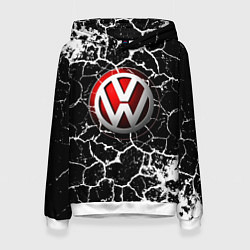 Толстовка-худи женская Volkswagen Трещины, цвет: 3D-белый