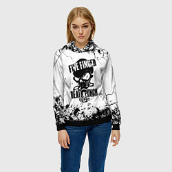 Толстовка-худи женская Five Finger Death Punch - мелкие трещины, цвет: 3D-черный — фото 2