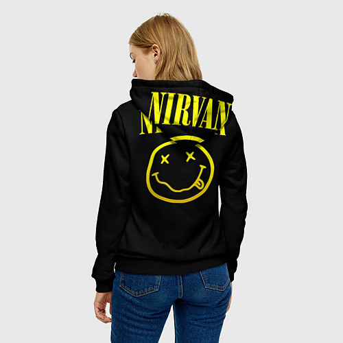 Женская толстовка Nirvana - Kurt Donald Cobain / 3D-Черный – фото 4