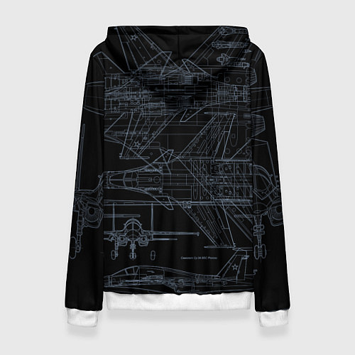 Женская толстовка Фронтовой истребитель бомбардировщик Су-34 / 3D-Белый – фото 2