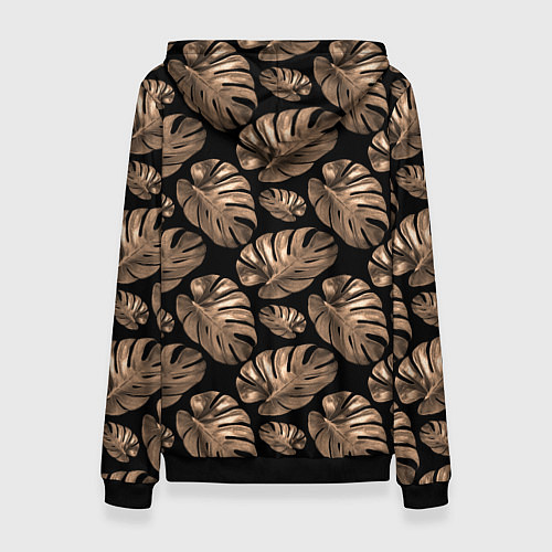 Женская толстовка Листья цветка монстеры на черном фоне / 3D-Черный – фото 2
