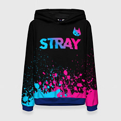 Толстовка-худи женская Stray - neon gradient logo, цвет: 3D-синий