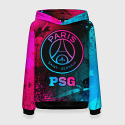 Толстовка-худи женская PSG - neon gradient, цвет: 3D-черный