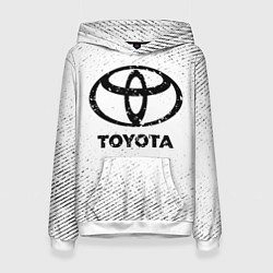 Толстовка-худи женская Toyota с потертостями на светлом фоне, цвет: 3D-белый