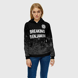 Толстовка-худи женская Breaking Benjamin glitch на темном фоне: символ св, цвет: 3D-черный — фото 2