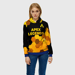 Толстовка-худи женская Apex Legends - gold gradient: символ сверху, цвет: 3D-синий — фото 2
