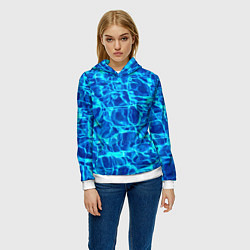 Толстовка-худи женская Текстура поверхности воды, цвет: 3D-белый — фото 2