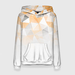 Толстовка-худи женская Однотонный белый и желто-серый геометрический, цвет: 3D-белый
