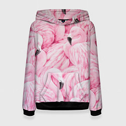 Толстовка-худи женская Pink Flamingos, цвет: 3D-черный
