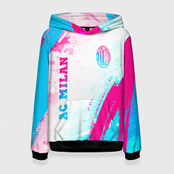 Женская толстовка AC Milan neon gradient style: символ и надпись вер