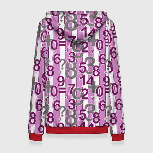 Женская толстовка Бело-розовый узор Арифметика / 3D-Красный – фото 2