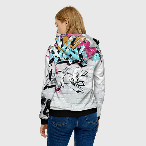 Женская толстовка Барт Симпсон на фоне стены с граффити / 3D-Черный – фото 4