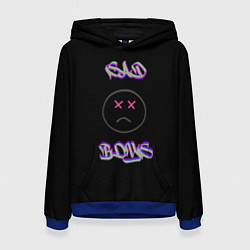 Толстовка-худи женская Sad Boys логотип, цвет: 3D-синий
