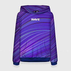 Толстовка-худи женская Абстрактные волны Wave - фиолетовые, цвет: 3D-синий