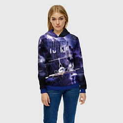 Толстовка-худи женская Ту-154 Ночные полет, цвет: 3D-синий — фото 2