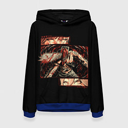 Толстовка-худи женская Взгляды Макимы и Пауэр - Человек бензопила, цвет: 3D-синий