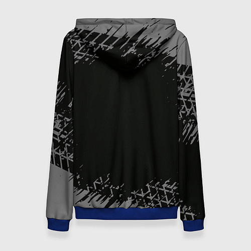 Женская толстовка Opel в стиле Top Gear со следами шин на фоне / 3D-Синий – фото 2