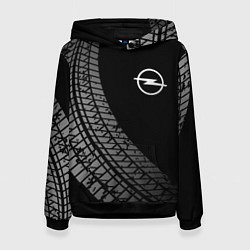 Толстовка-худи женская Opel tire tracks, цвет: 3D-черный