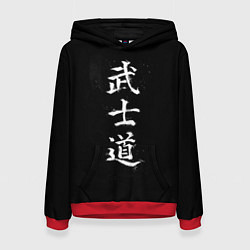 Толстовка-худи женская Иероглифы белой краской, цвет: 3D-красный