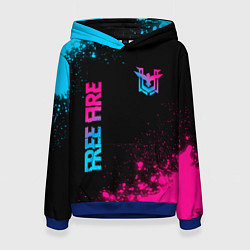 Женская толстовка Free Fire - neon gradient: символ и надпись вертик