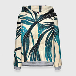 Толстовка-худи женская Винтажные пальмы, цвет: 3D-меланж