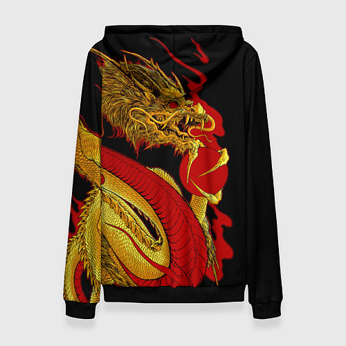 Женская толстовка Японский Золотой Дракон / 3D-Черный – фото 2