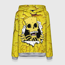 Толстовка-худи женская Скелет Барта Симпсона разрывает штукатурку стены, цвет: 3D-меланж