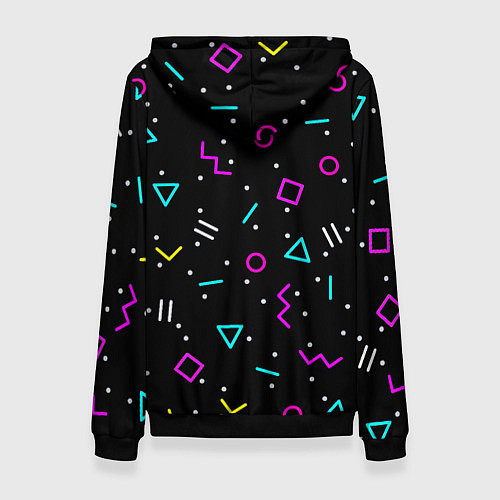 Женская толстовка Colored neon geometric shapes / 3D-Черный – фото 2