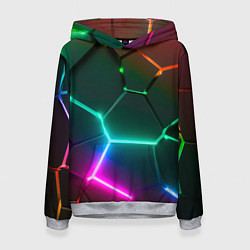 Женская толстовка Радужный градиент неоновые геометрические плиты