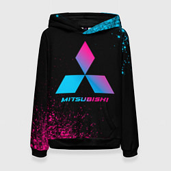 Толстовка-худи женская Mitsubishi - neon gradient, цвет: 3D-черный