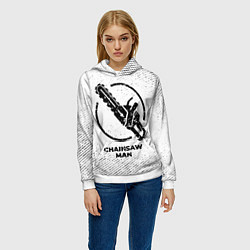 Толстовка-худи женская Chainsaw Man с потертостями на светлом фоне, цвет: 3D-белый — фото 2
